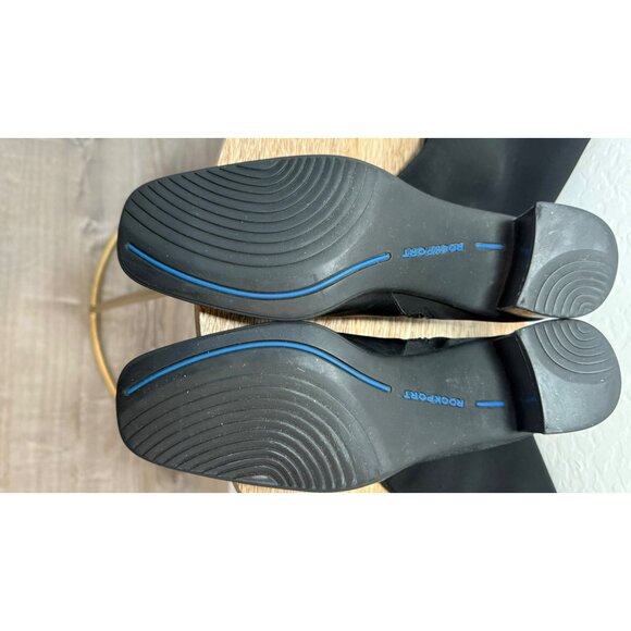 Vintage Rockport Chelsea Stretch Black Block Heel Boots 9M With Back Zippers - Picture 4 of 12